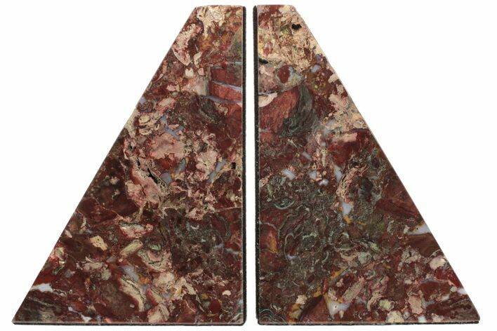 7.2" Tall, Red And Green Jasper Bookends - Marston Ranch, Oregon